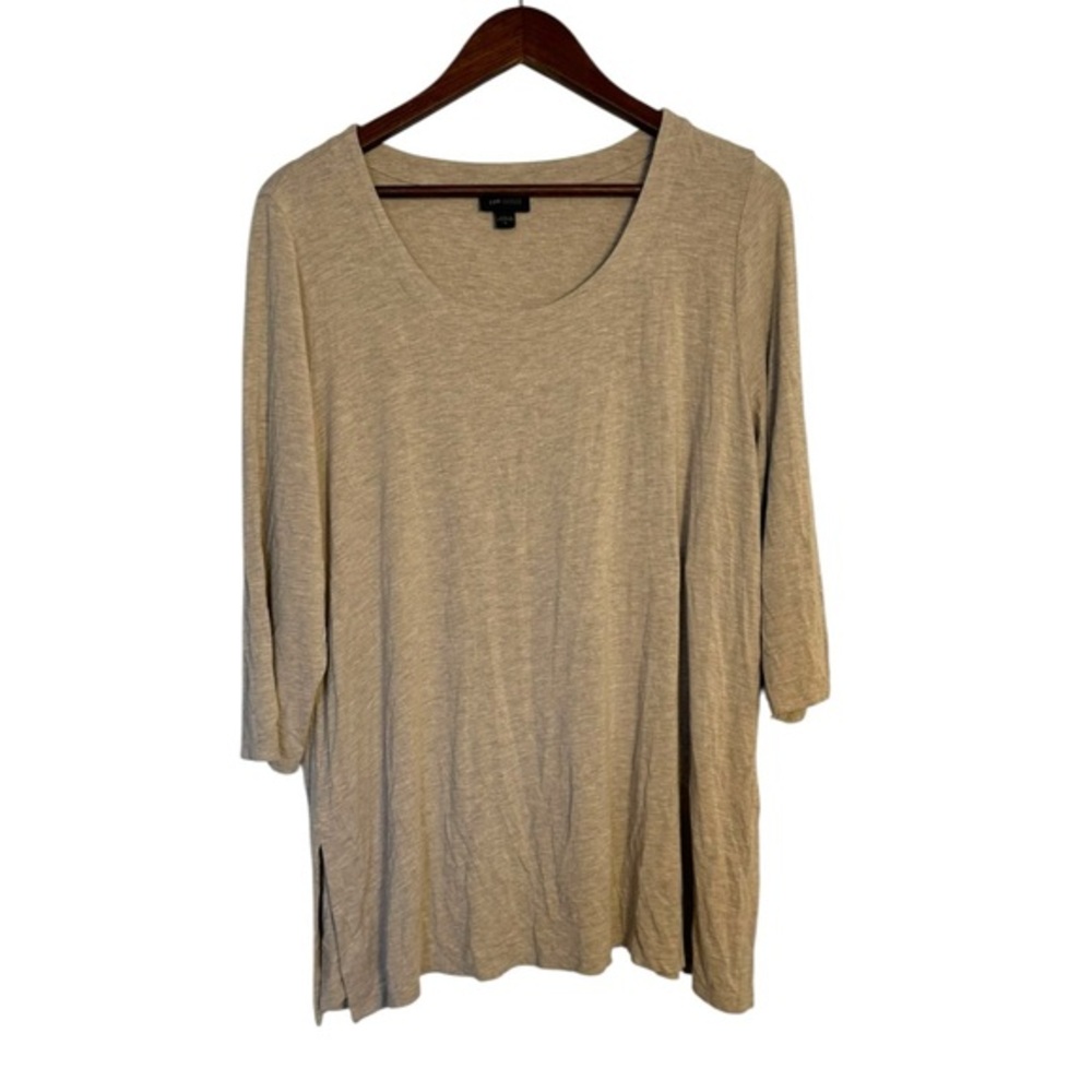 J. Jill Wearever Collection Oatmeal 3/4 Sleeve Tunic Blouse Women’s Large - Picture 1 of 6